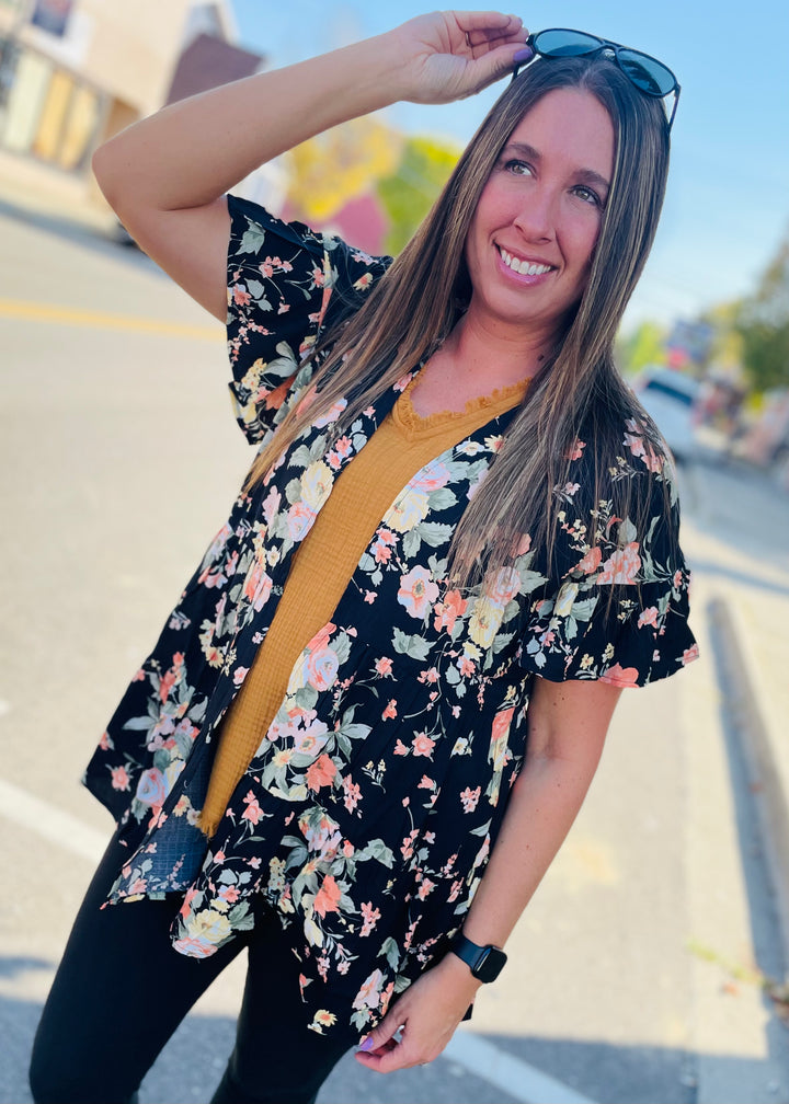 Tiered Floral Kimono