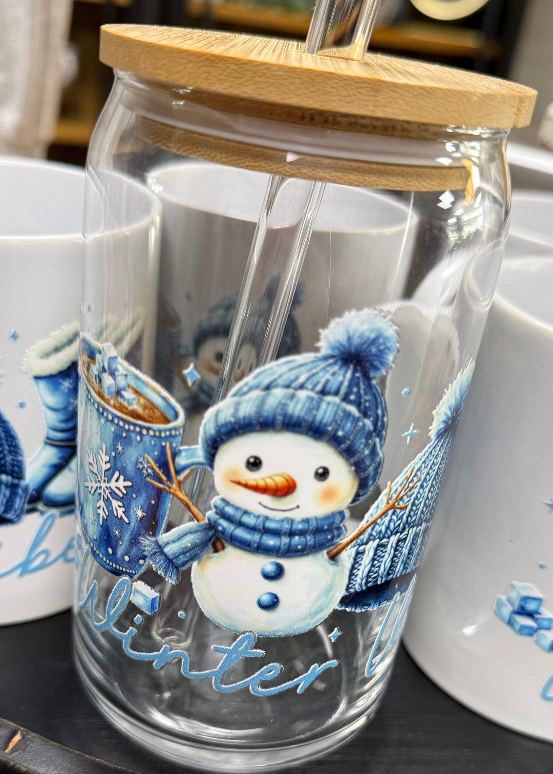 Glass Cups with Glass Straw