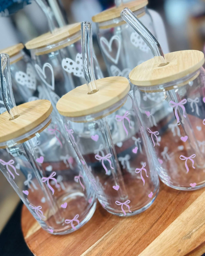 Glass Cups with Glass Straw