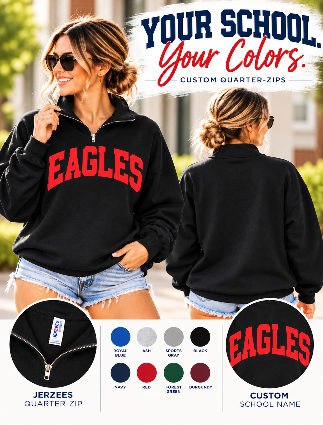 CUSTOM 1/4 ZIP SOLID CHEST PRINT