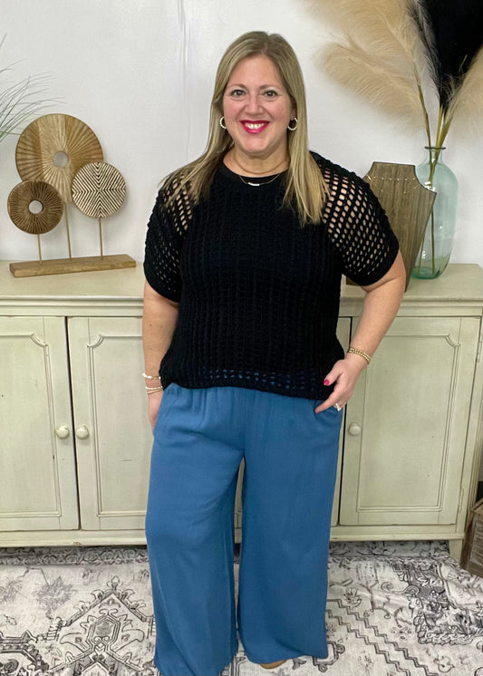 Black Coastal Breeze Crochet Top