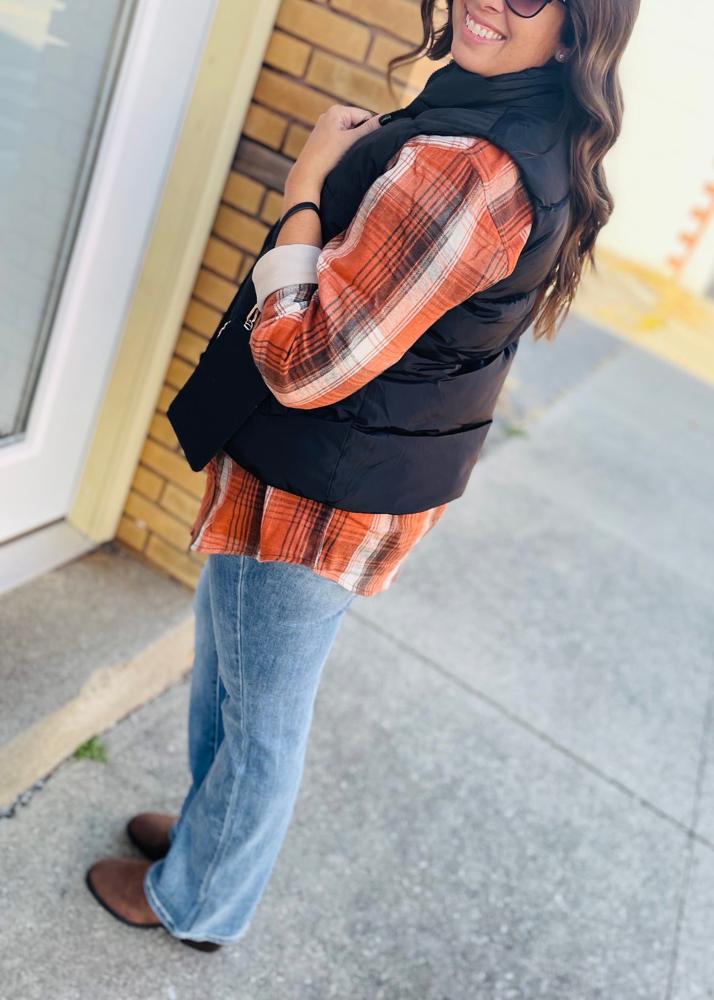 Black - Wide Quilted Vest