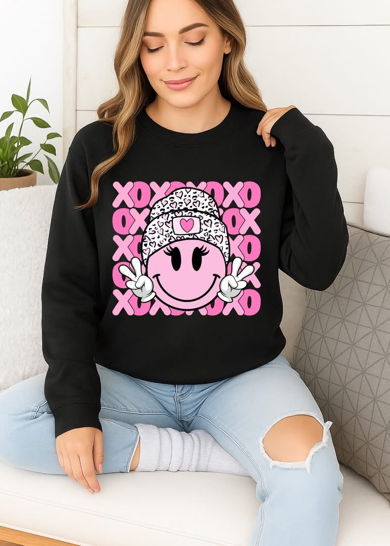 Smiley Face Valentine Graphic Tee or Sweatshirt