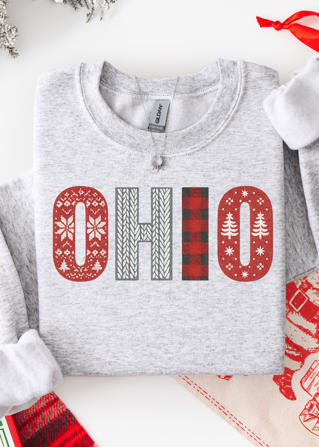OHIO FESTIVE SWEATER GRAPHIC TEE OR SWEATSHIRT