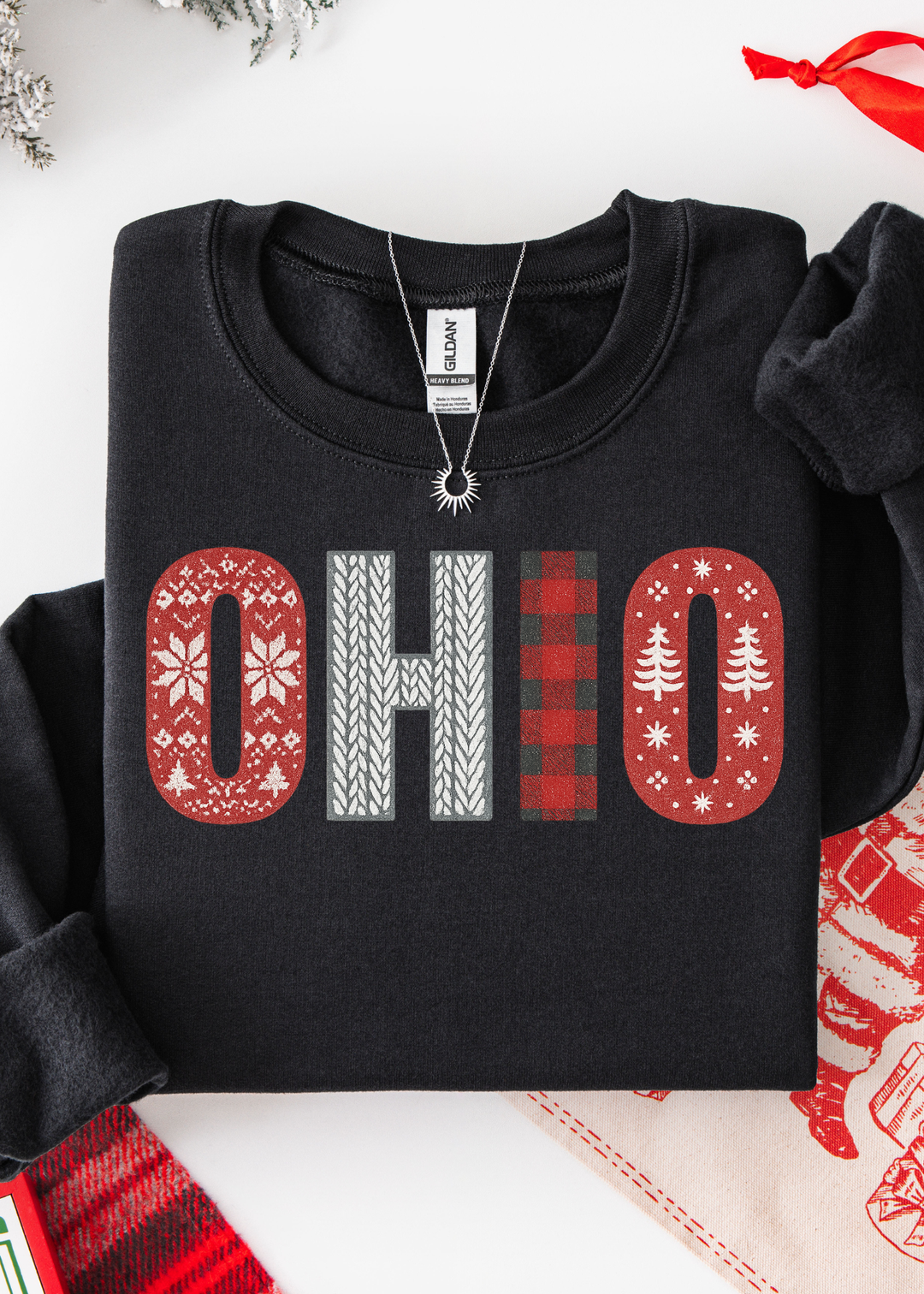 OHIO FESTIVE SWEATER GRAPHIC TEE OR SWEATSHIRT
