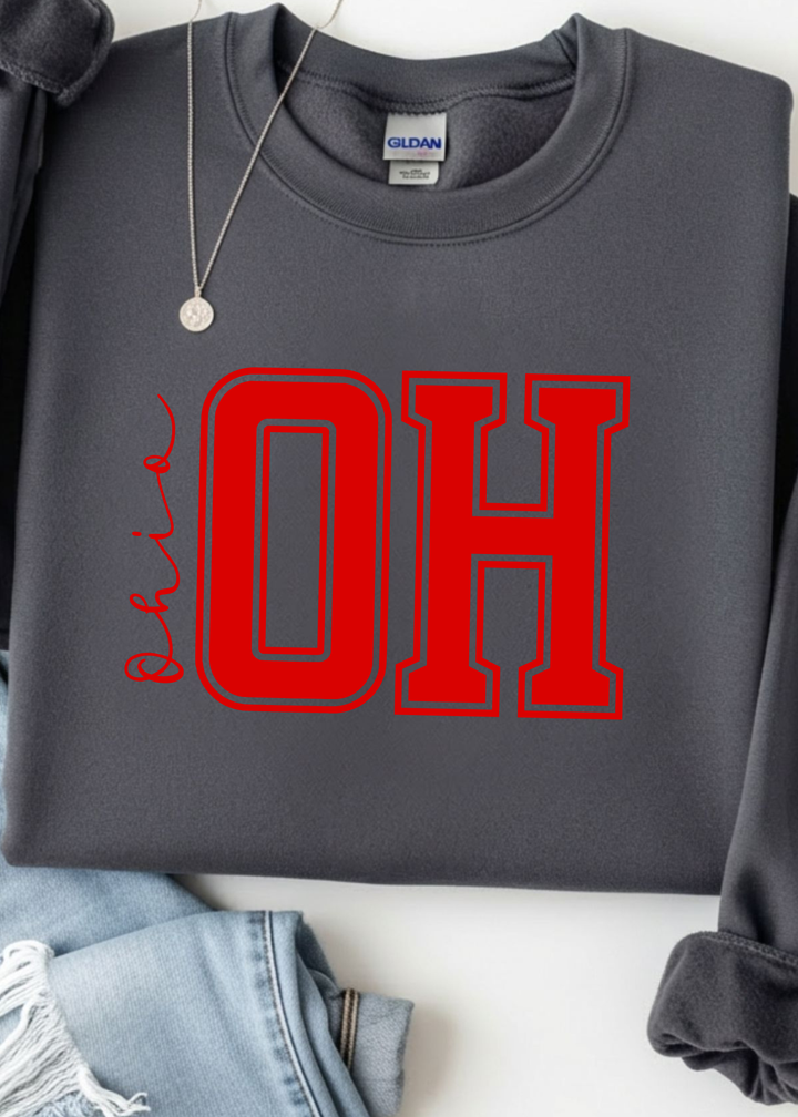Red Sideways Ohio Graphic Tee or Sweatshirt