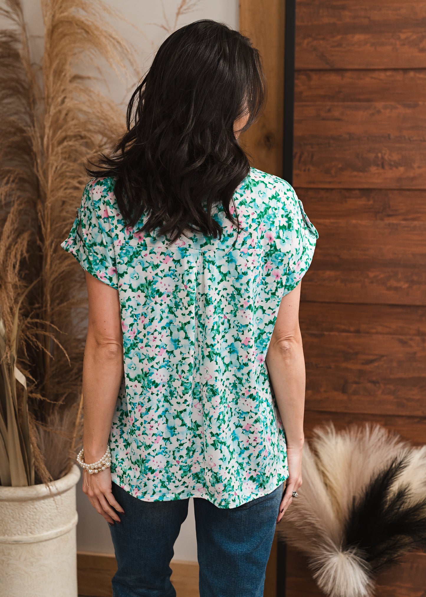 Green Floral Spring Top