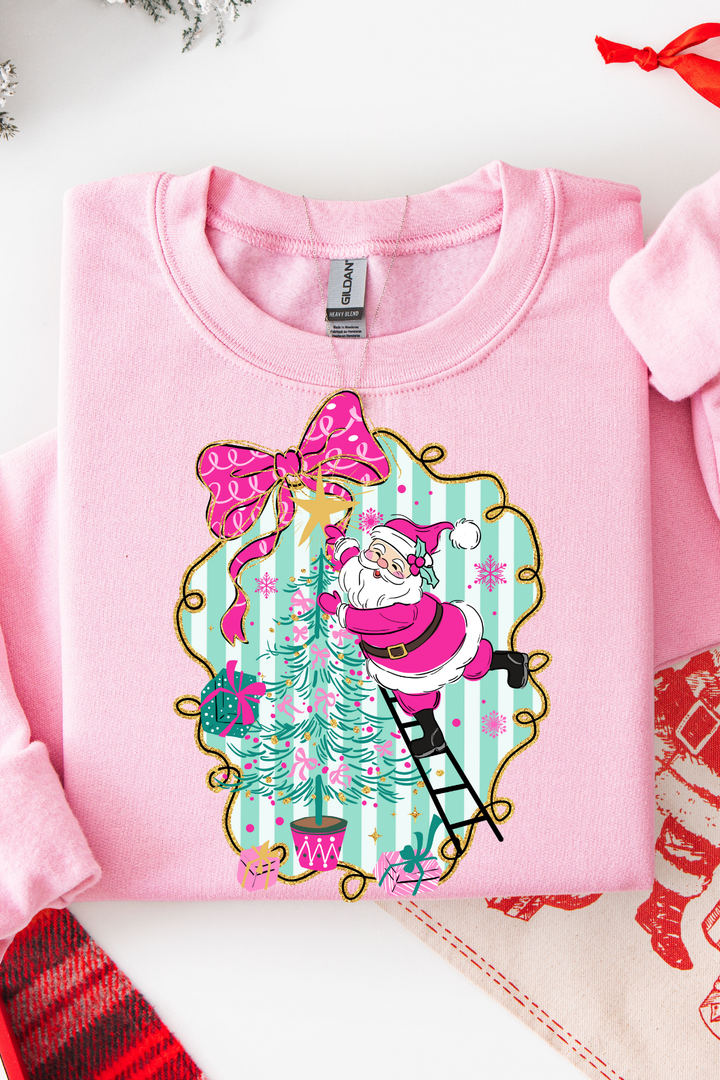 SANTA WATERCOLOR TREE SWEATSHIRT