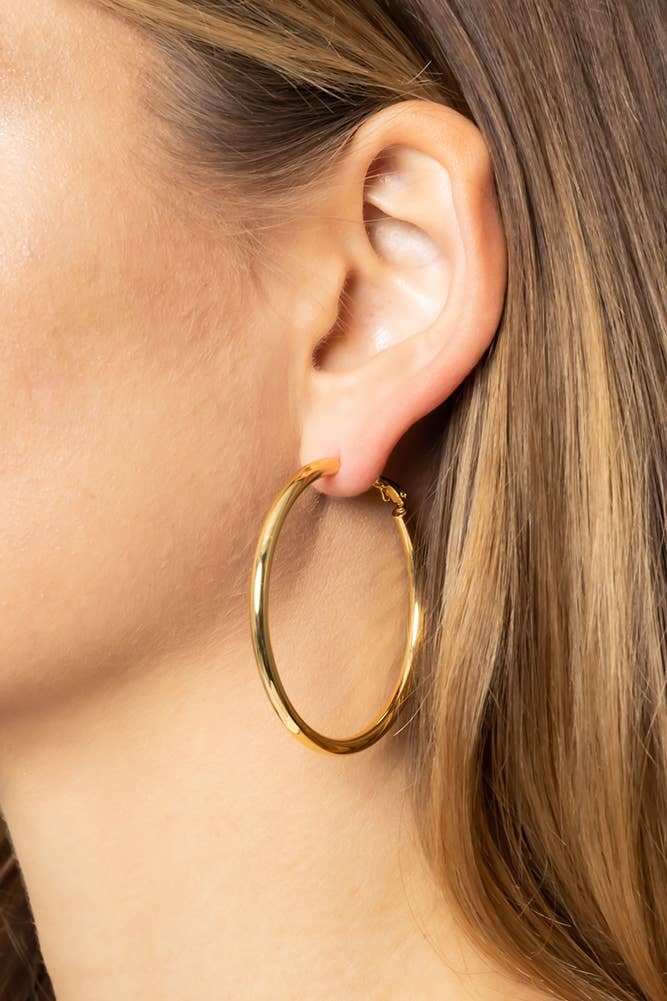 14K Gold Dipped Omega Closure Hoop: Gold / 4cm