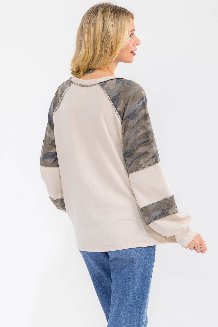 Off-Duty Camo Raglan Top