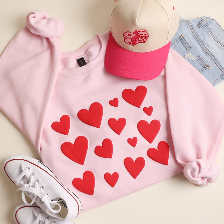 Red Puffy Heart Pattern Sweatshirt - Ships Jan 16th