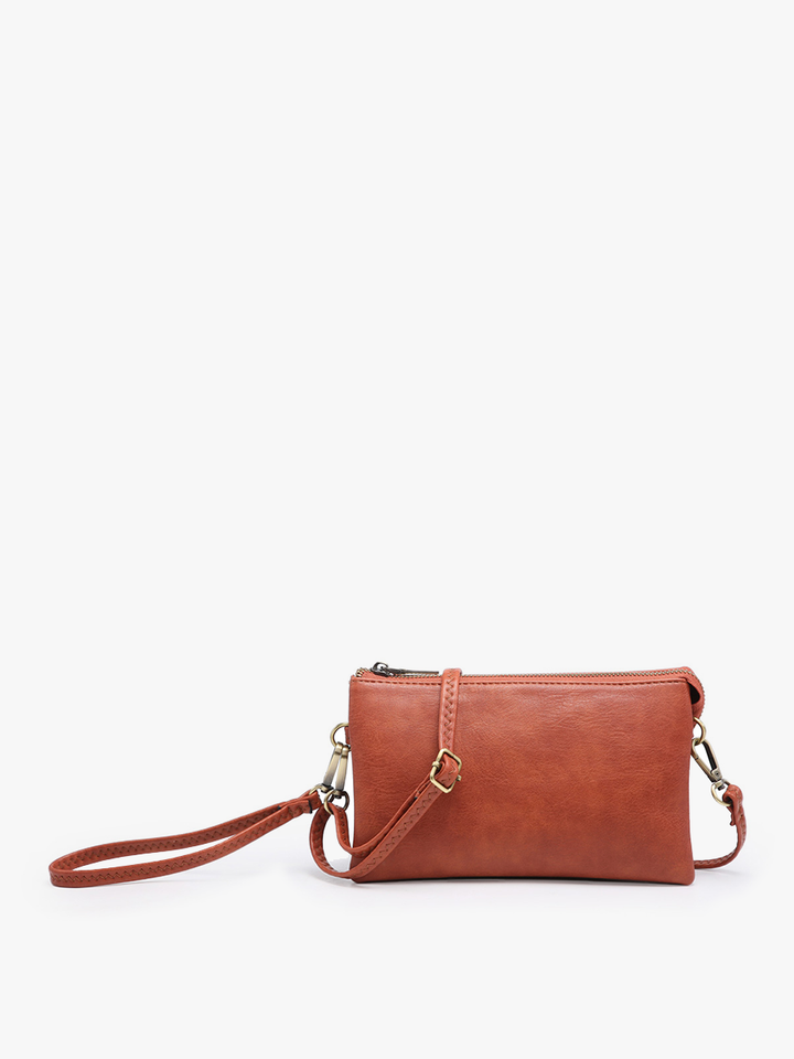 M013 Riley Monogrammable 3 Compartment Crossbody/Wristlet: Rust