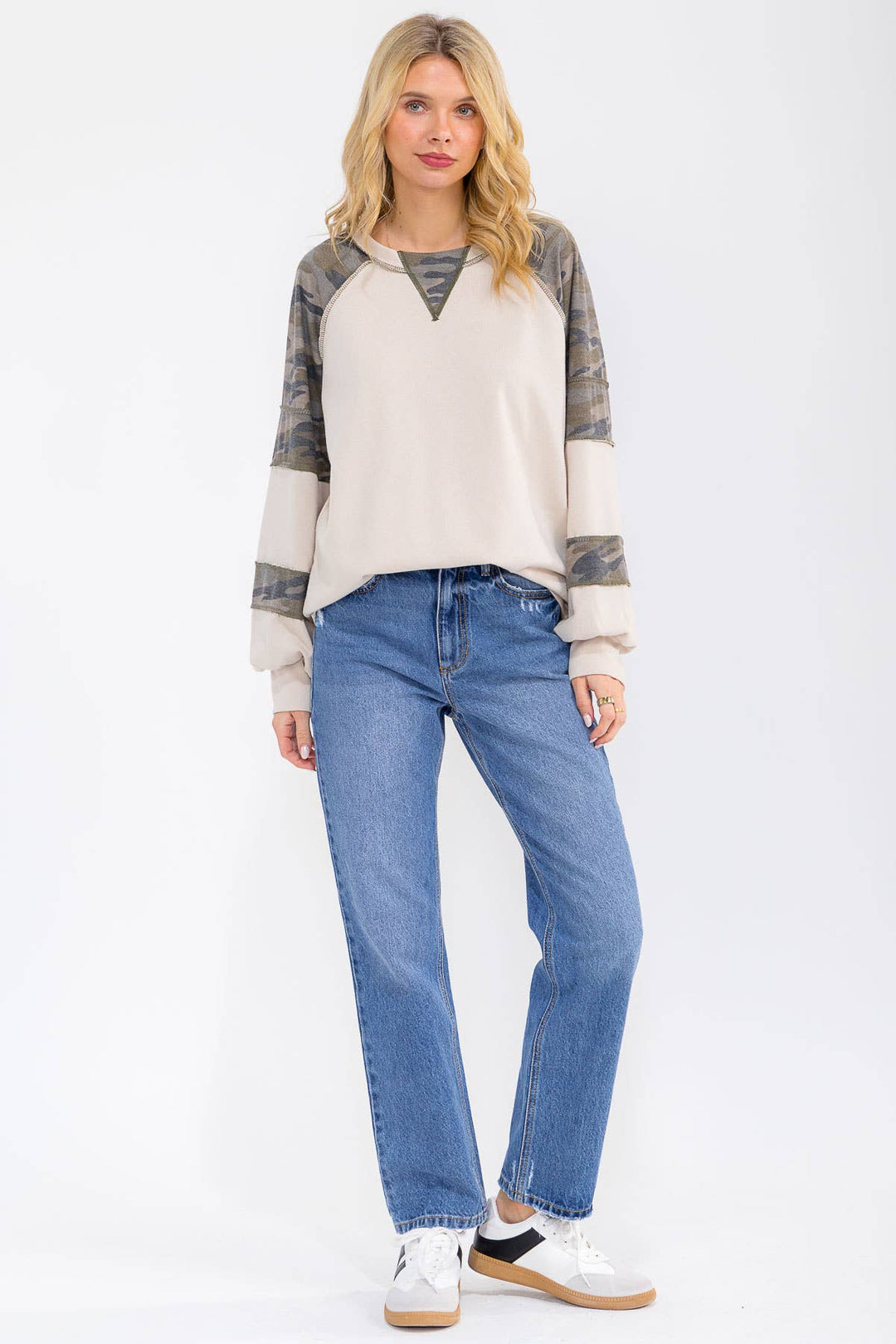 Off-Duty Camo Raglan Top