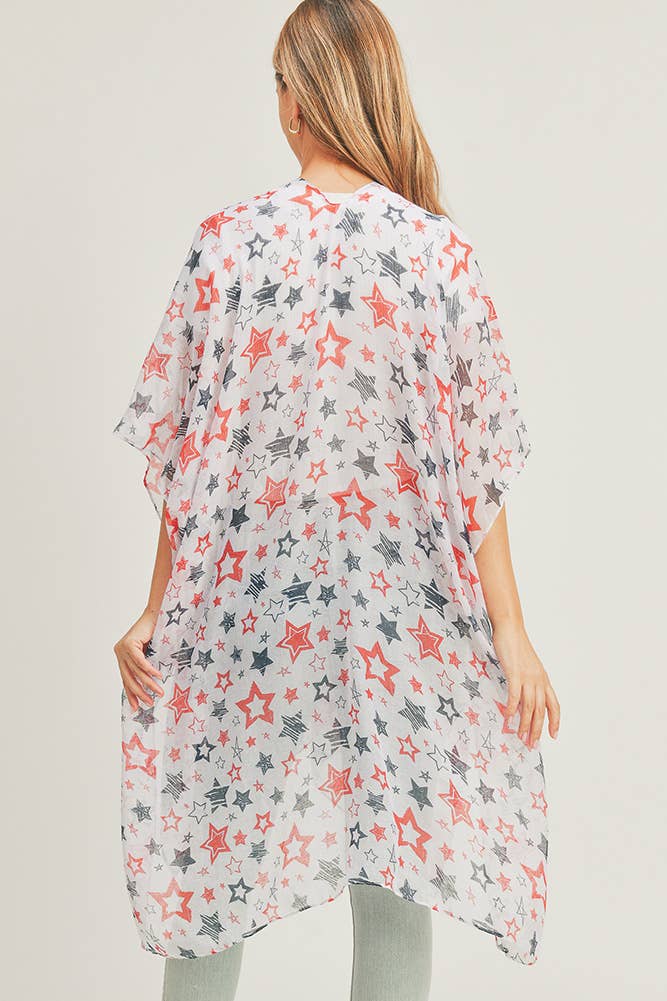 American Flag Star Pattern Summer Kimono