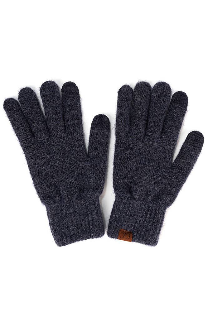 C.C Heather Knit Plain Gloves: Forest