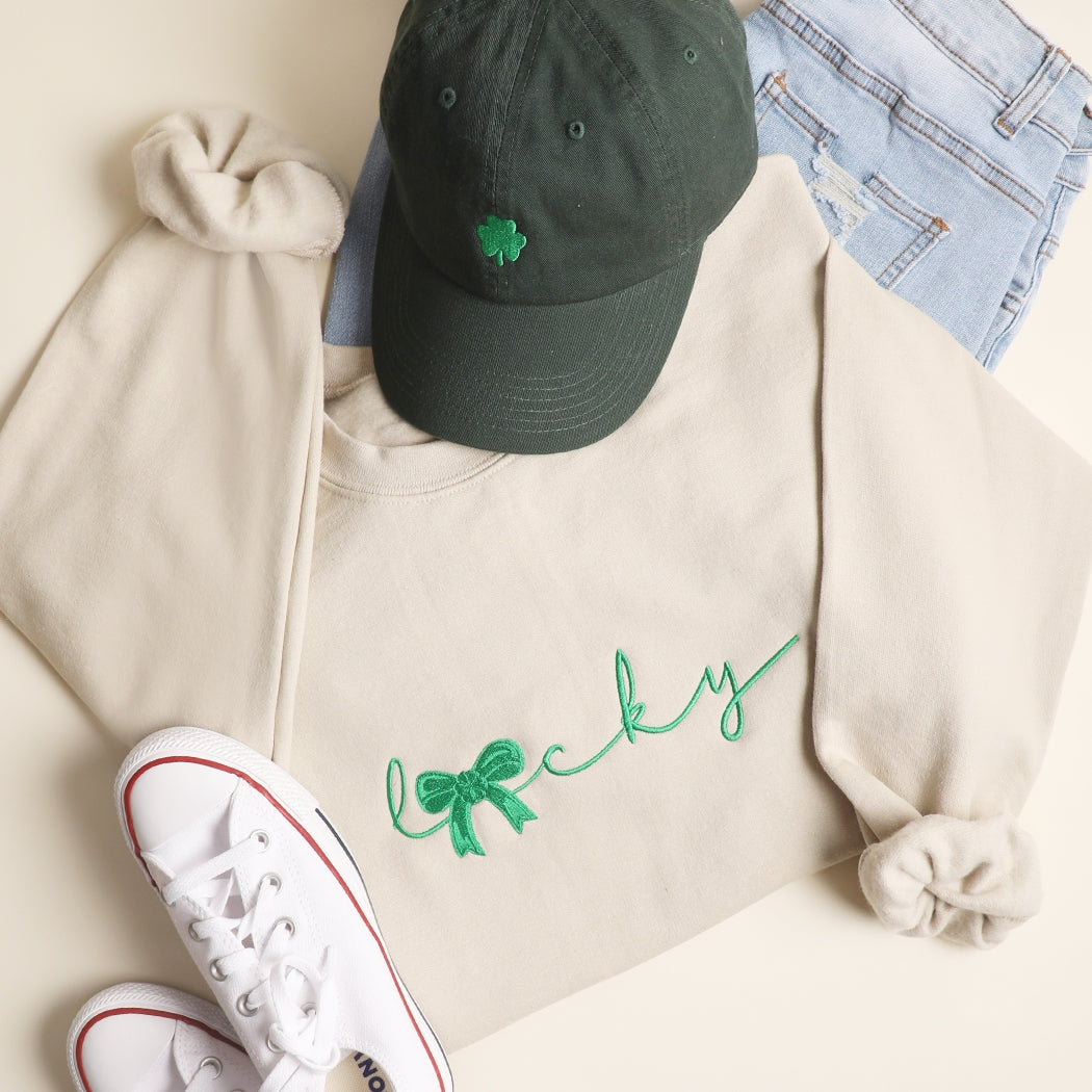 Lucky Bow Embroidered Sweatshirt - Ships Feb 6th