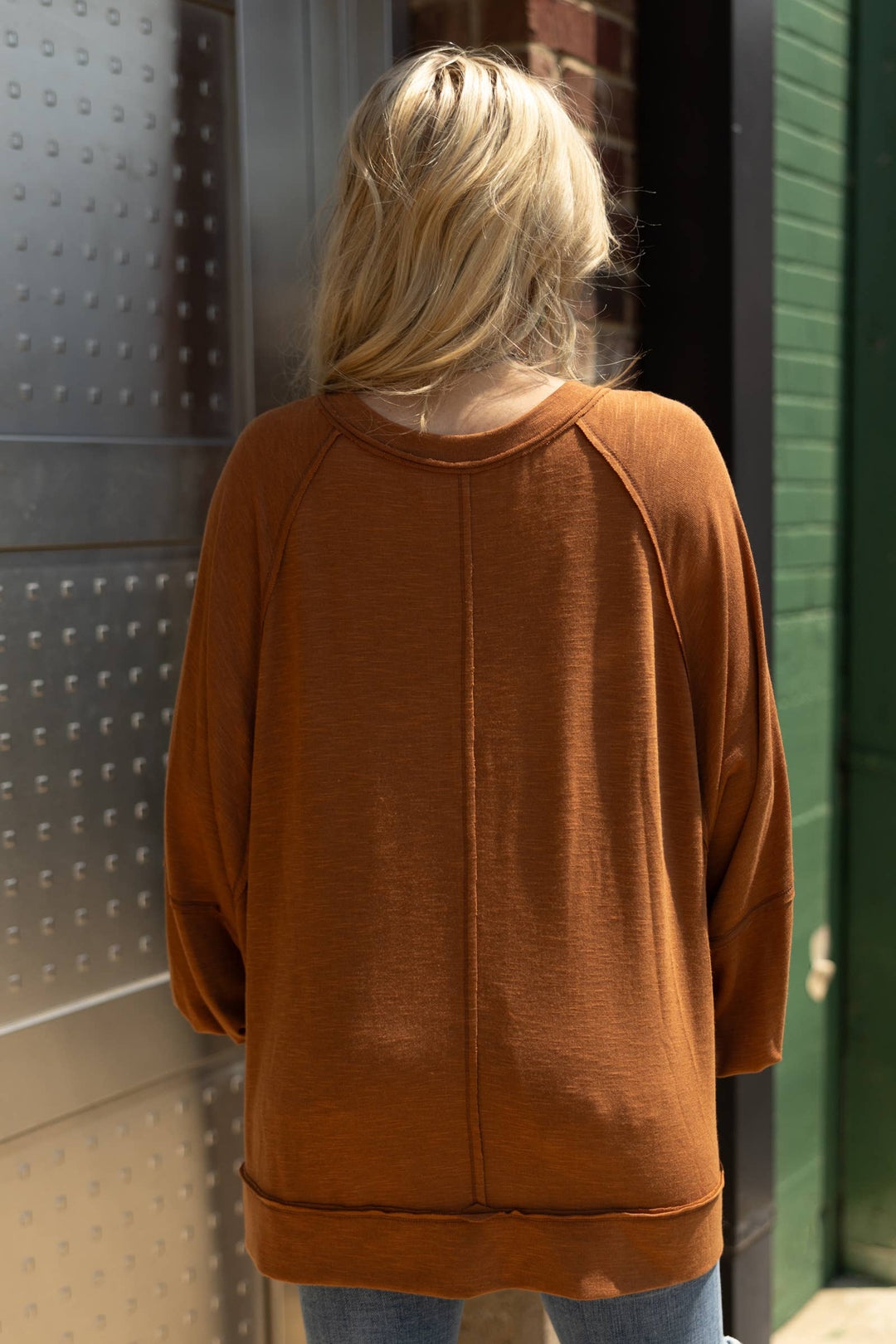 Caramel - Flowy Split Neck Top