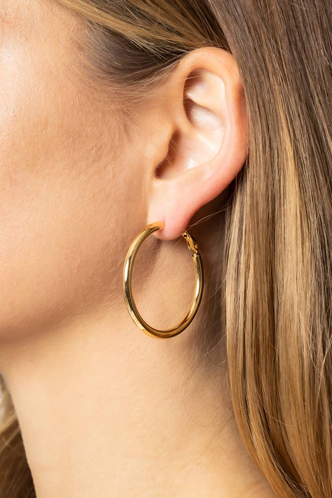 14K Gold Dipped Omega Closure Hoop: Gold / 4cm