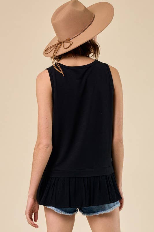Black - Twist Front Burn Out Top