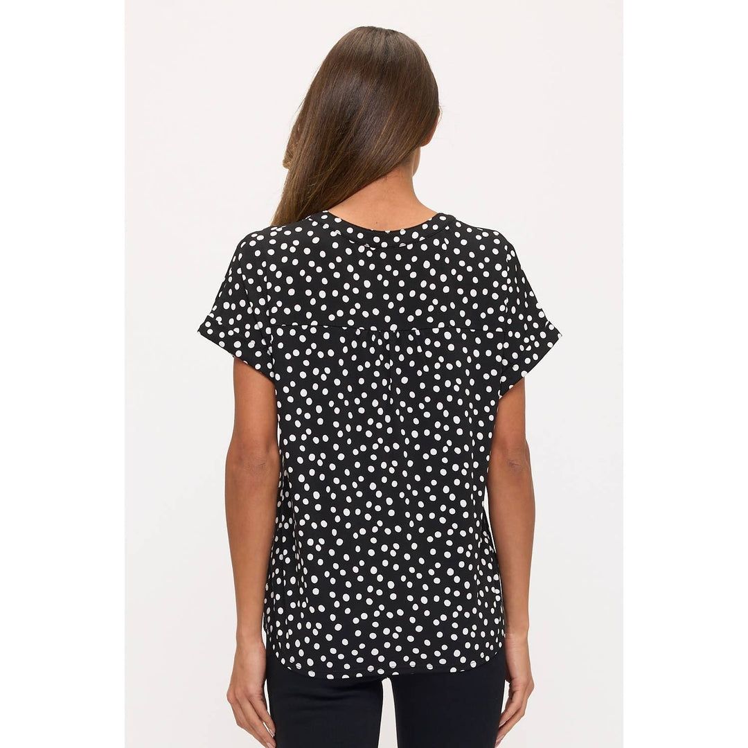 DOT ITY LATTICE PLACKET DOLMAN: BLACK/IVORY