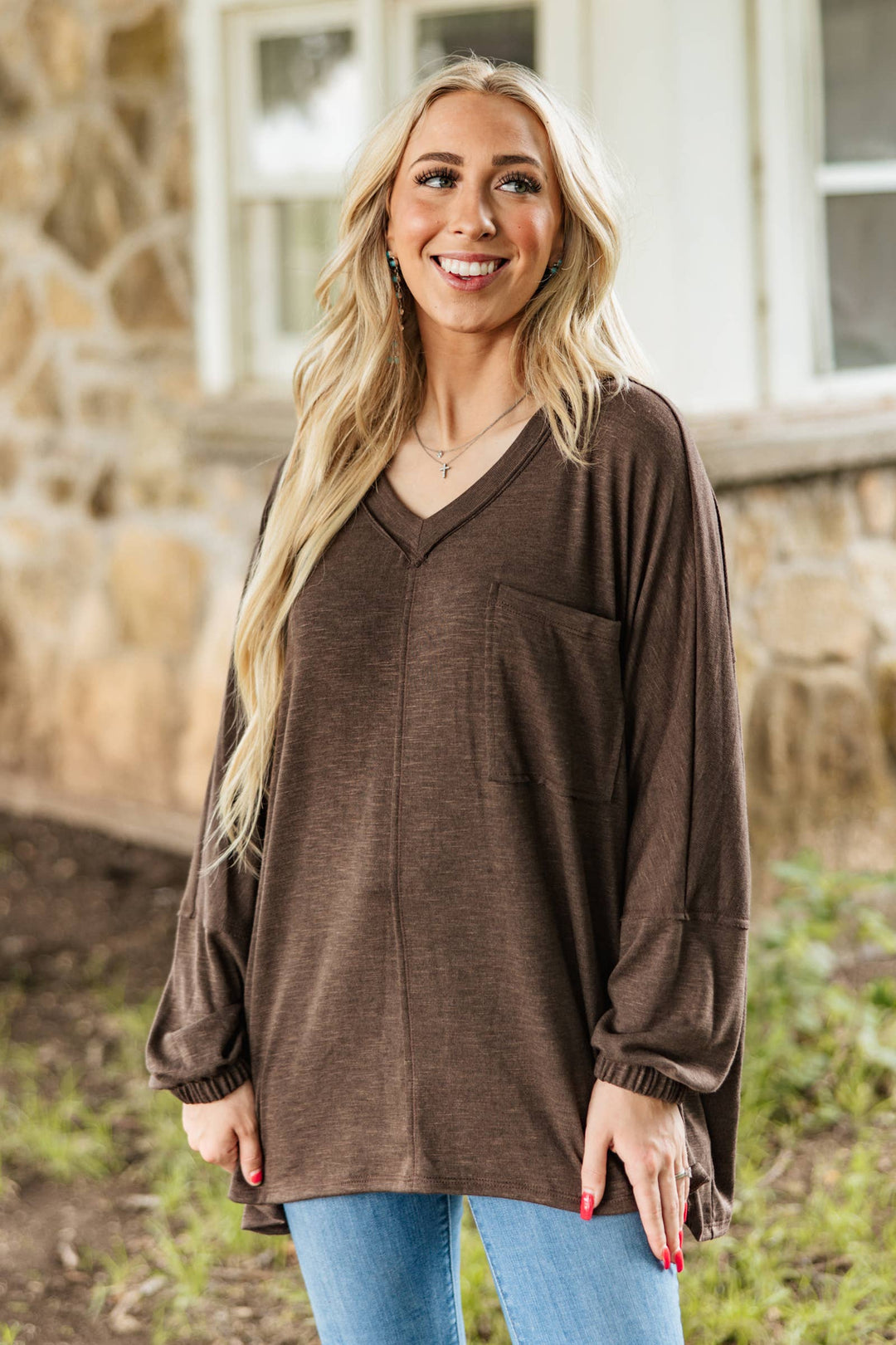 Olive - Soft Relaxed Draped Top