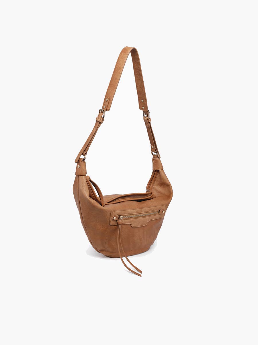 M2742 Leigh Distressed Hobo Bag: CARAMEL