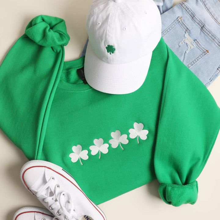 Four Clovers Embroidered Sweatshirt - Ships Feb 6th