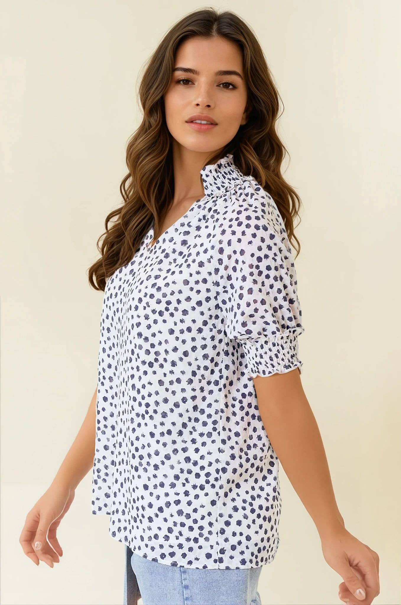 ✨ PREORDER ✨ Jacquard Dot Smocked Top