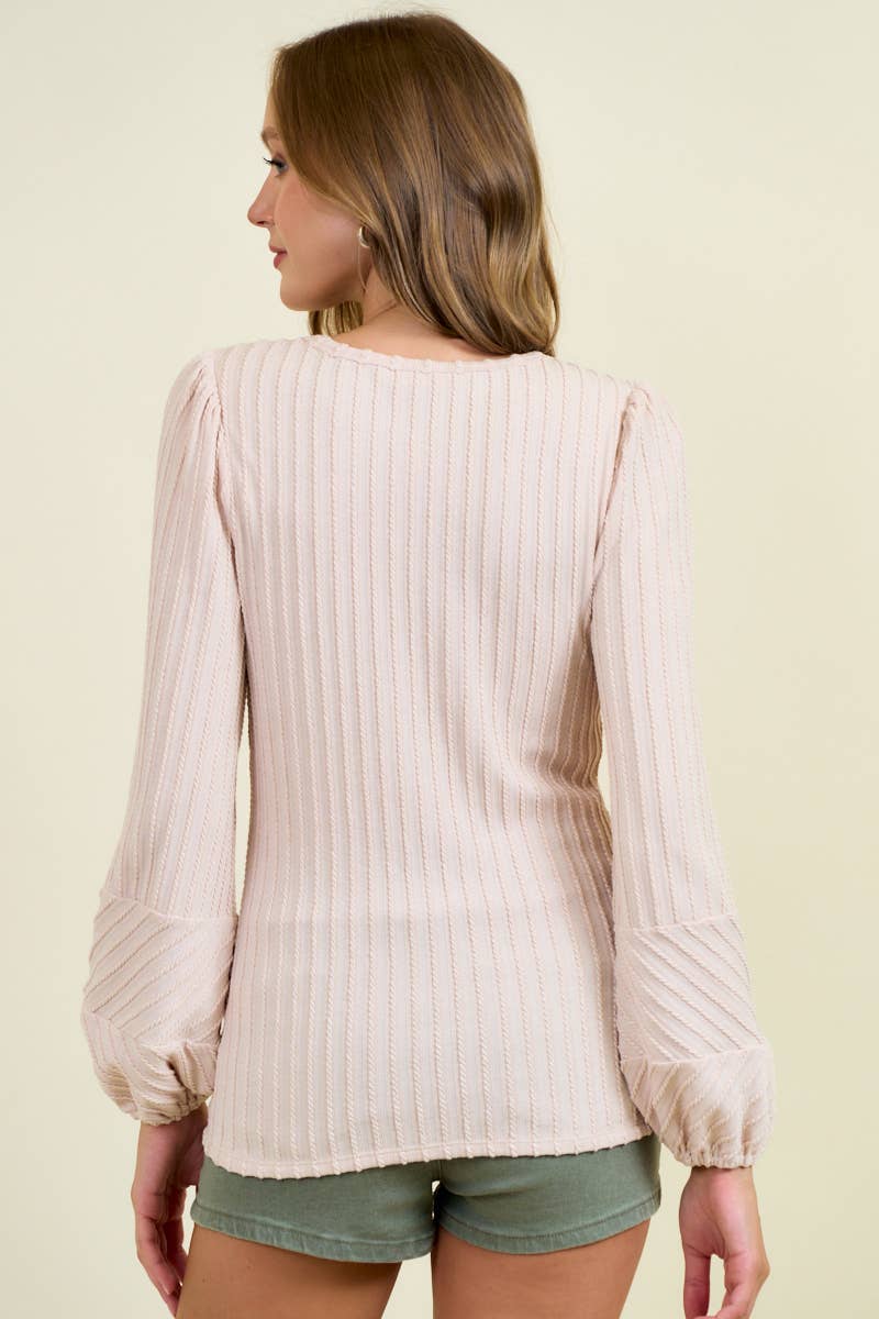 Blush - Bubble Sleeve Textured Top