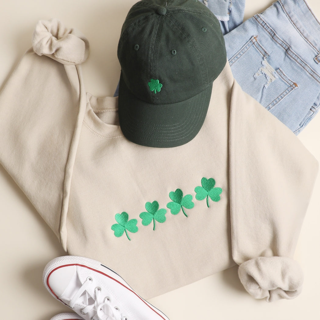 Four Clovers Embroidered Sweatshirt - Ships Feb 6th