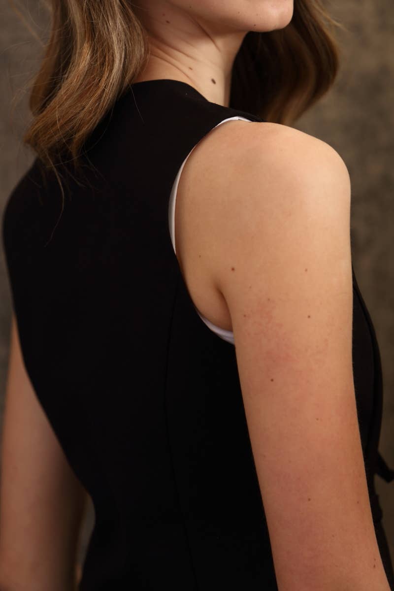 Ponte Bow Tie Front Lined Vest: Black