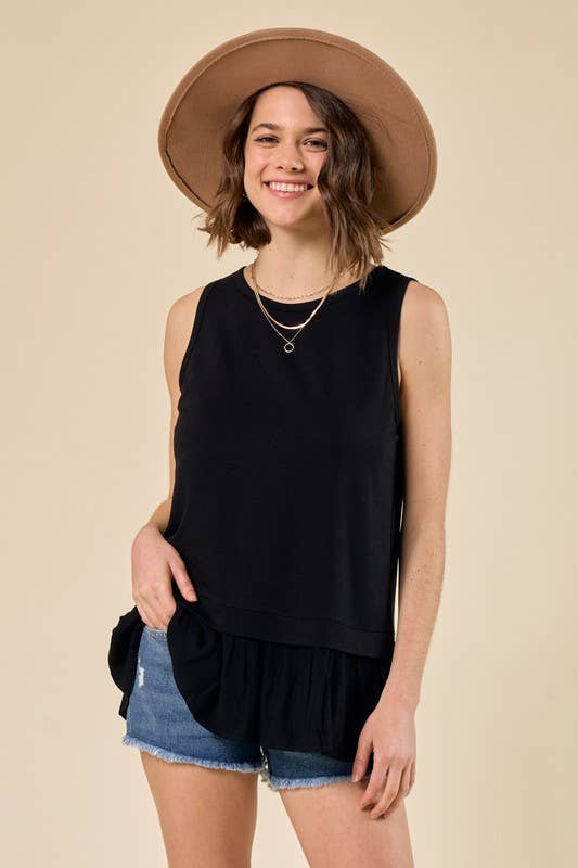 Black - Twist Front Burn Out Top