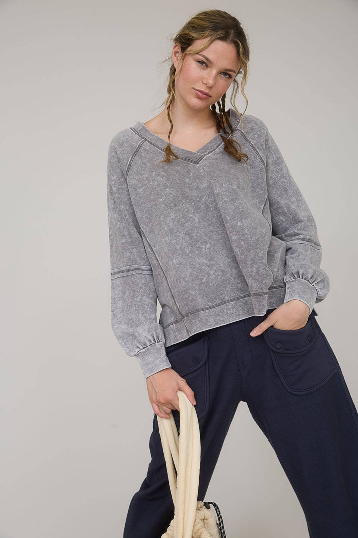 Graphite V-Neck Top