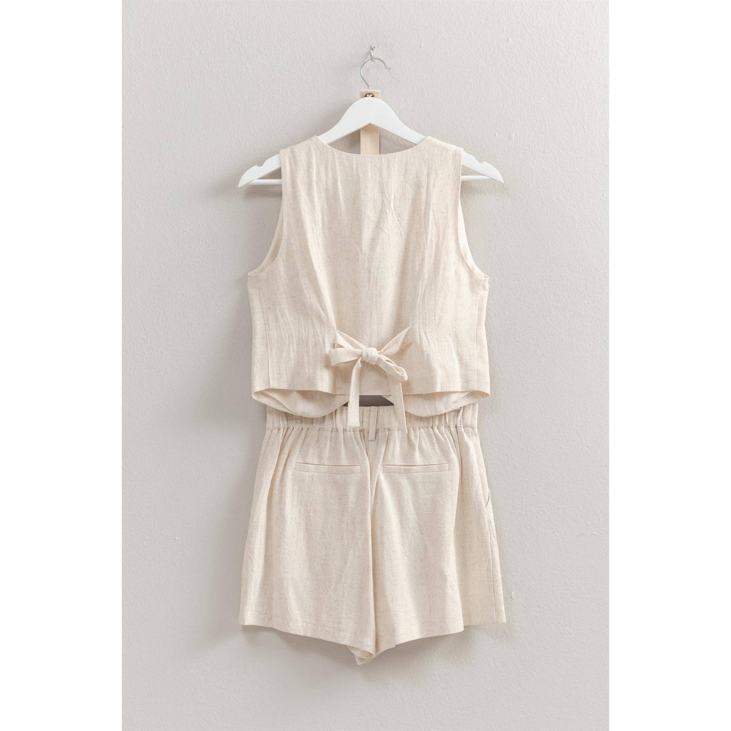 Rayon Linen Shorts: OATMEAL