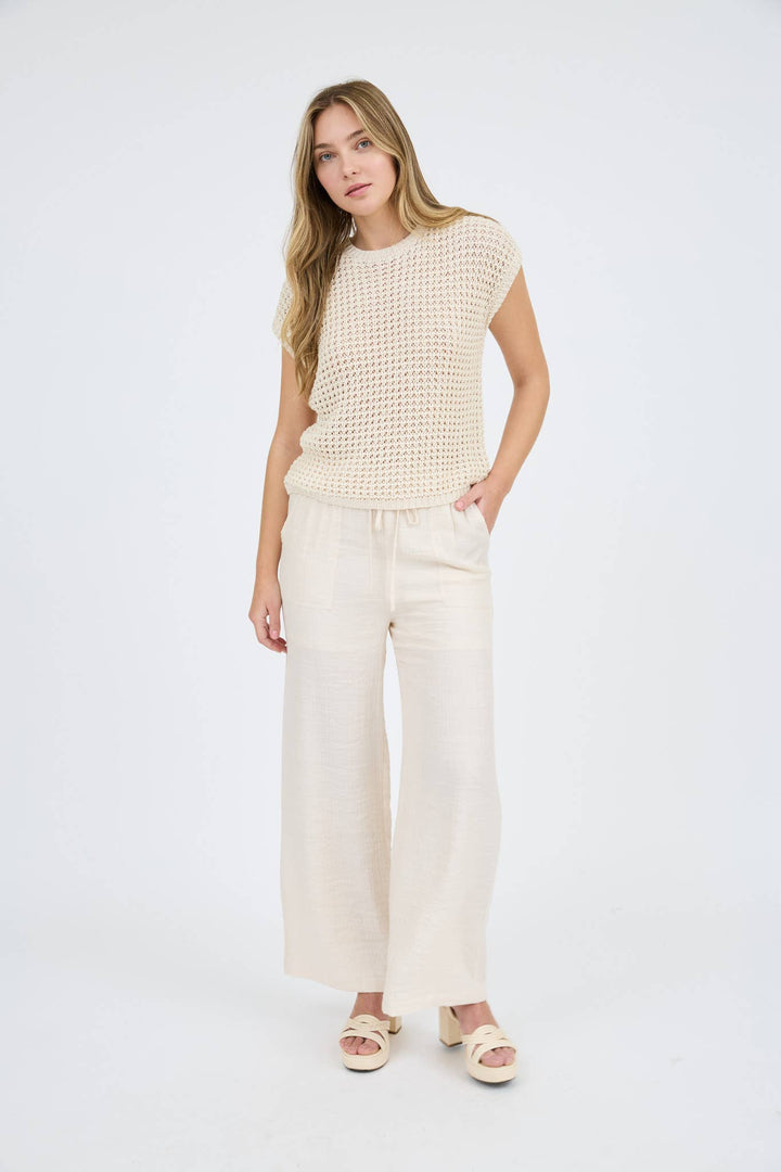 Oatmeal Crochet Knit Top