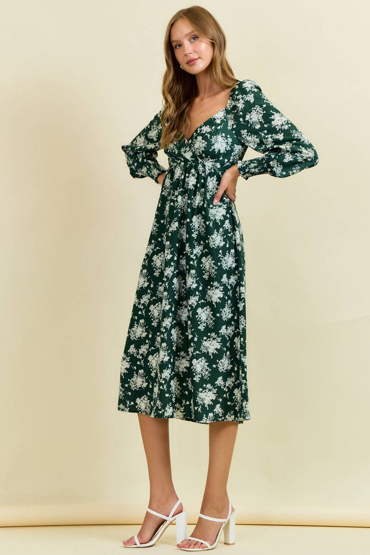 Dark Green Meadow Muse Midi Dress