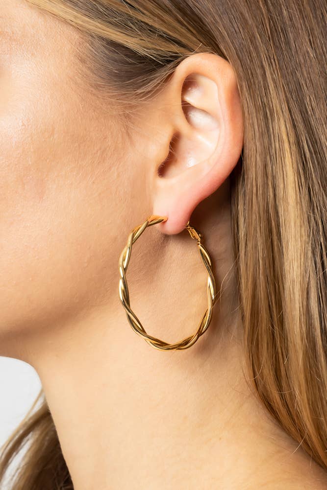 14K Metal Omega Closure Hoop: Gold / 4cm