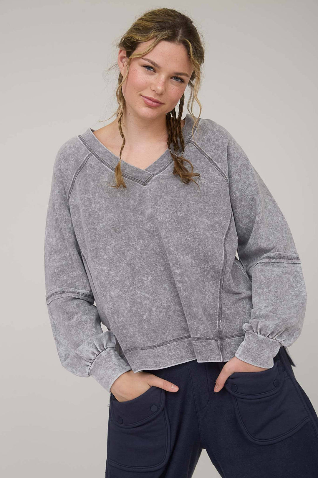 Graphite V-Neck Top
