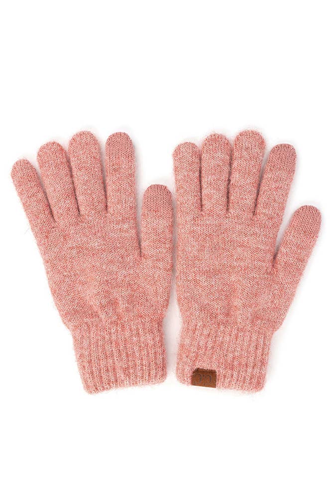 C.C Heather Knit Plain Gloves: Forest