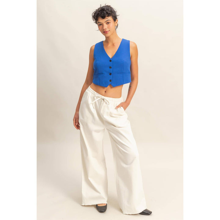 Elasticized Waist Loose Fit Jeans: WHITE