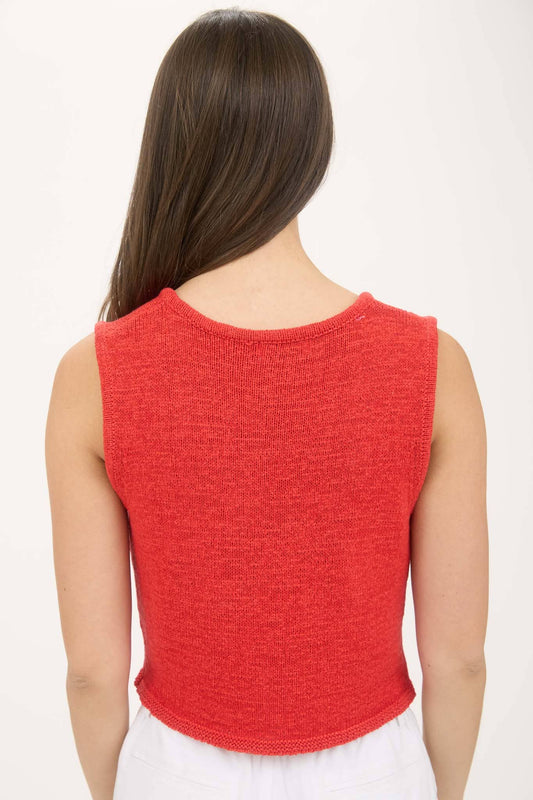 FRONT TIE DETAIL SLEEVELESS KNIT SWEATER VEST