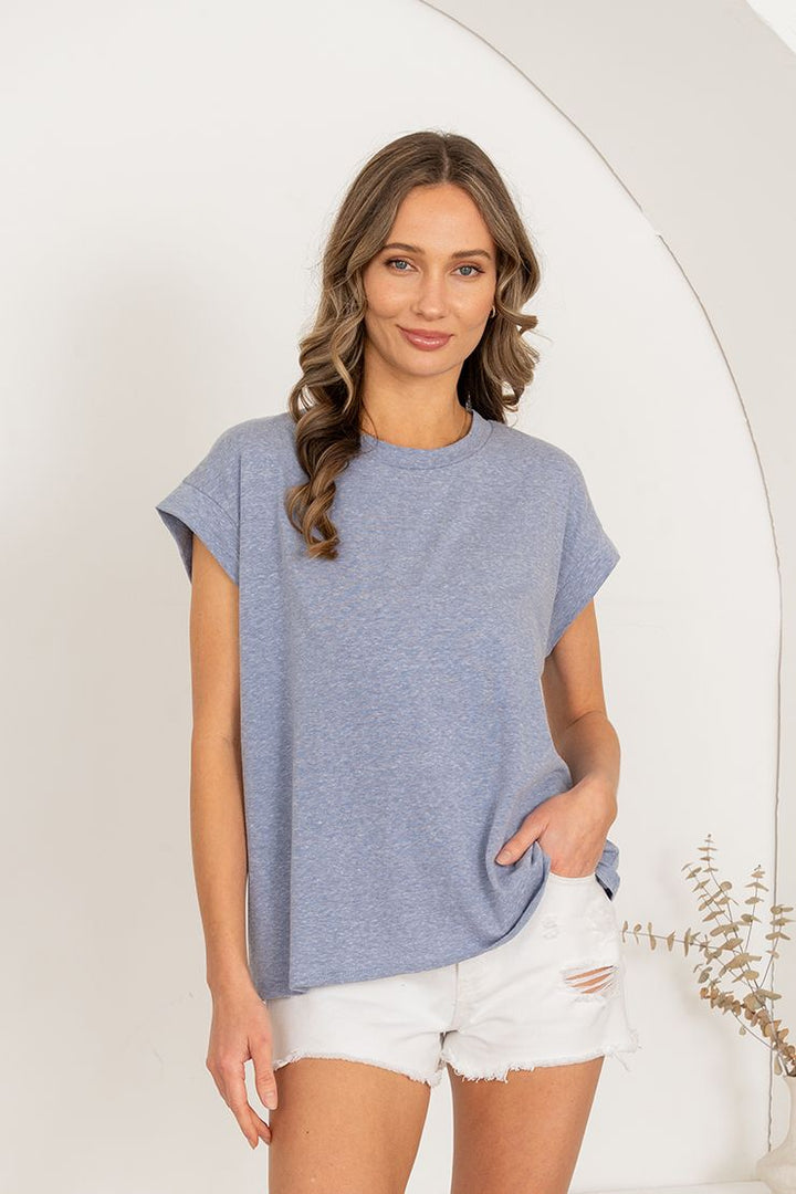 Denim Cap Sleeve Top