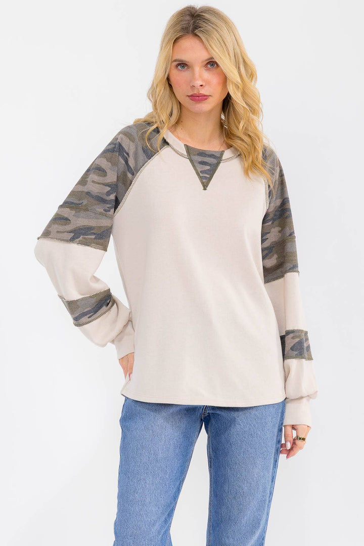 Off-Duty Camo Raglan Top