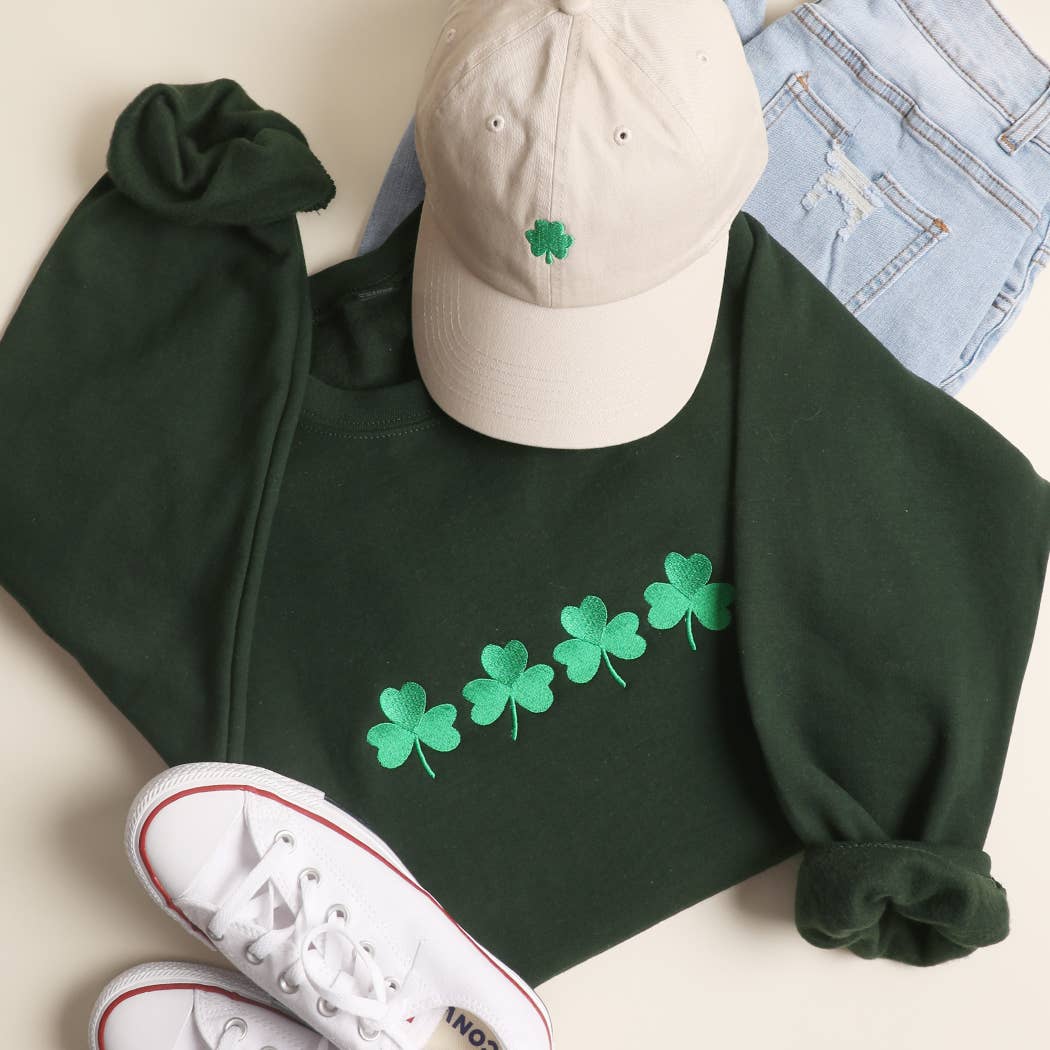 Four Clovers Embroidered Sweatshirt - Ships Feb 6th