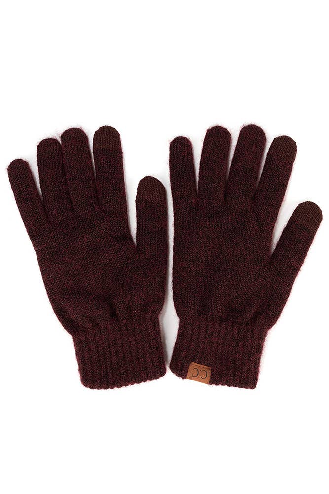 C.C Heather Knit Plain Gloves: Forest
