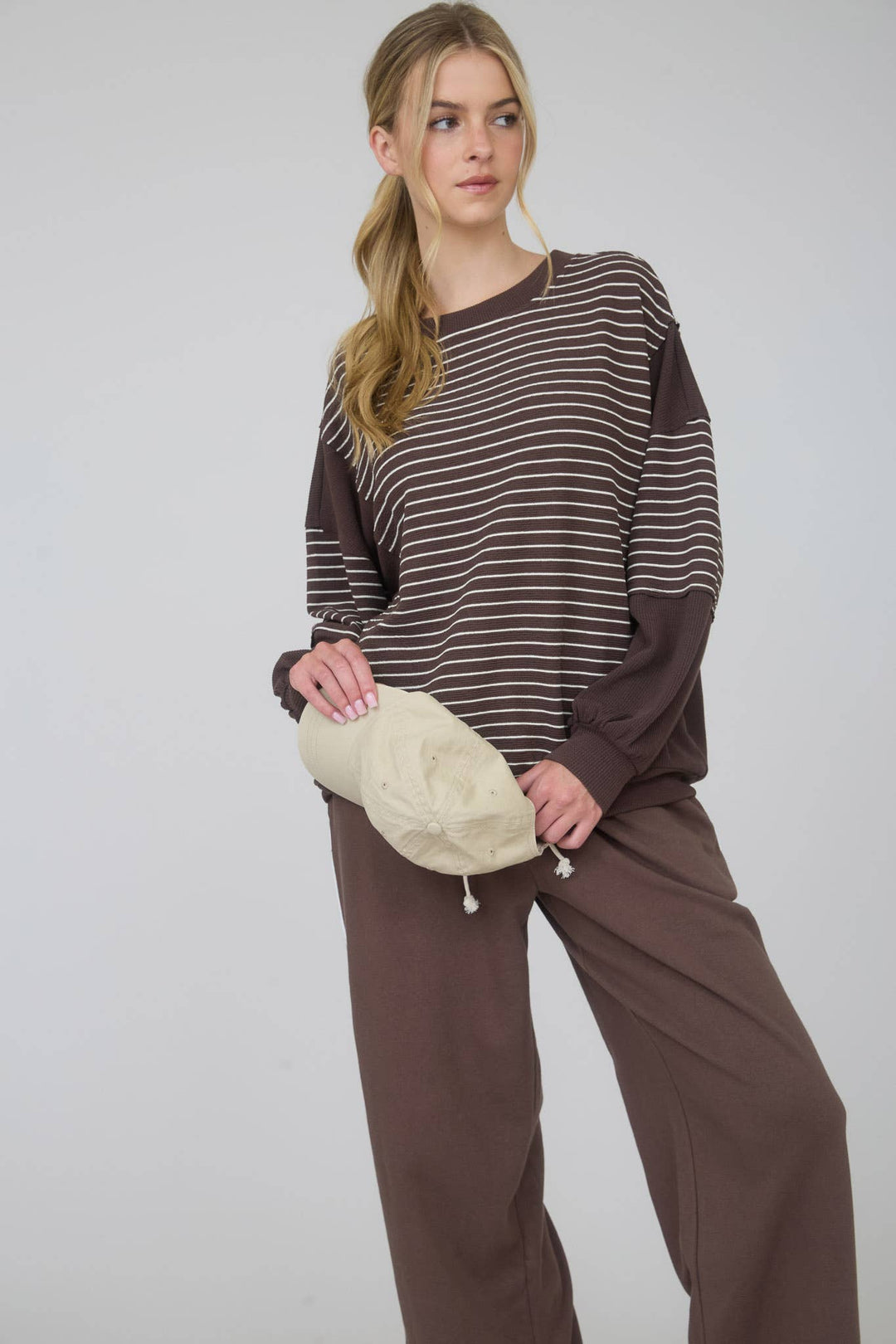 Chocolate Stripe Long Sleeve Top
