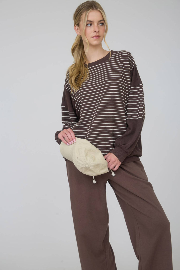 Chocolate Stripe Long Sleeve Top