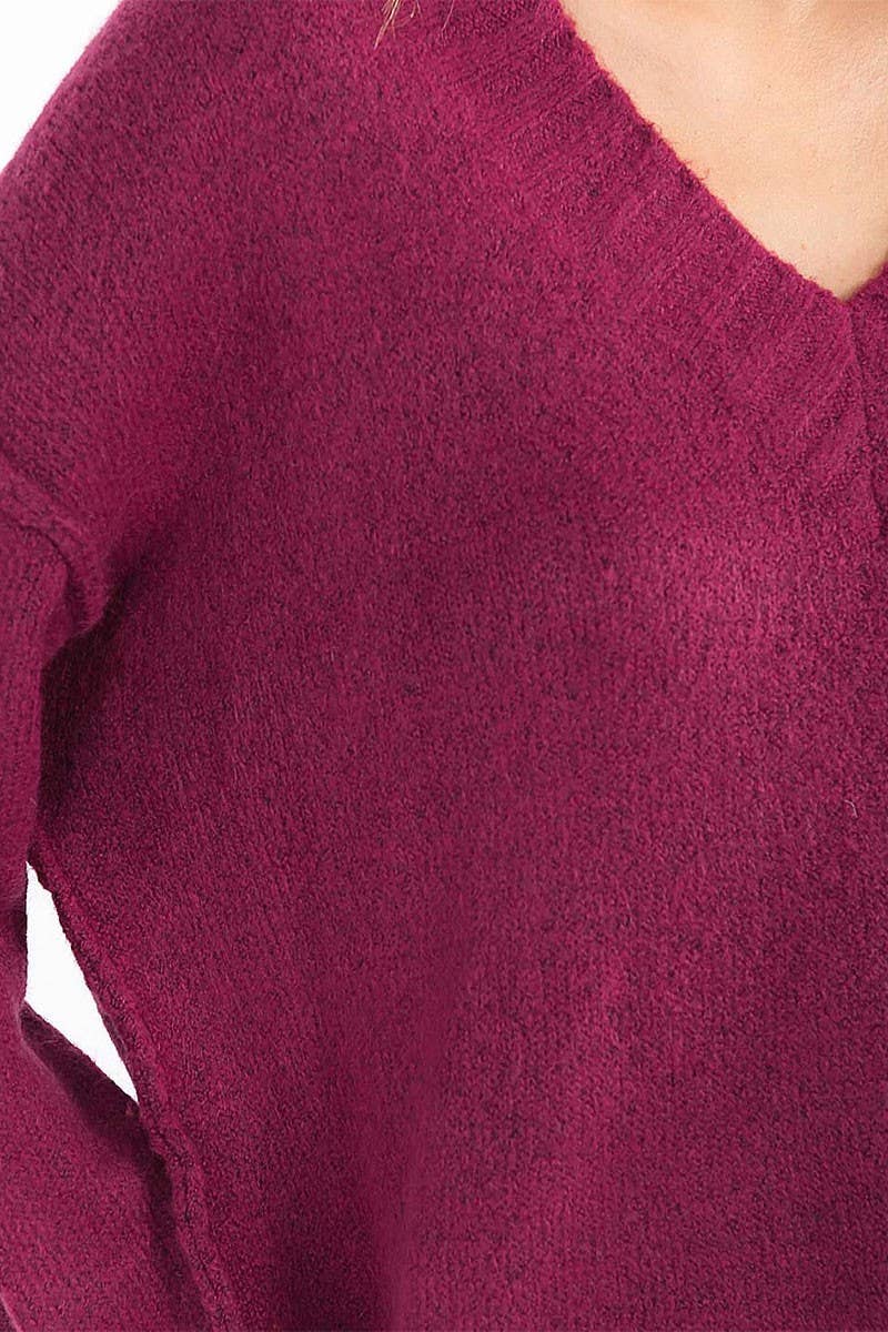 Berry Bliss V Neck Sweater