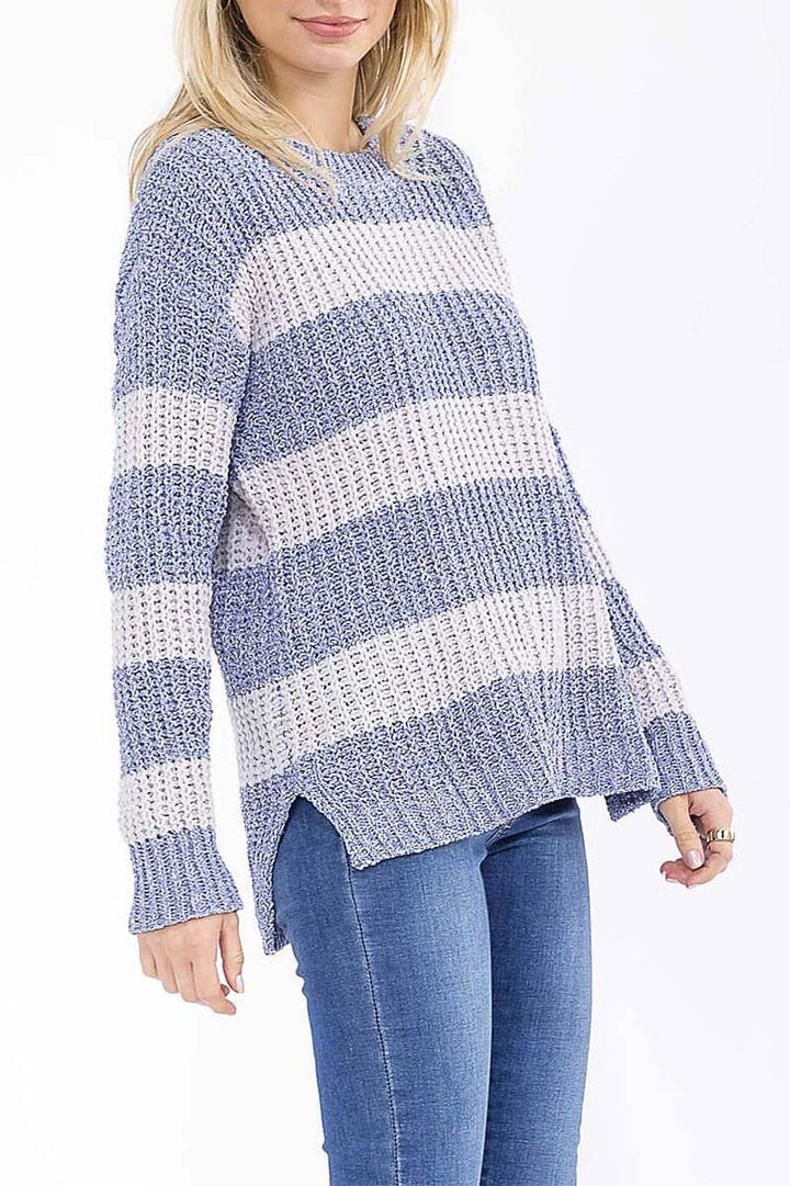 Navy Modern Coast Color Block Sweater