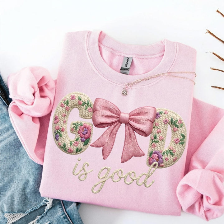 God is Good Faux Yarn Graphic Tee or Sweatshirt